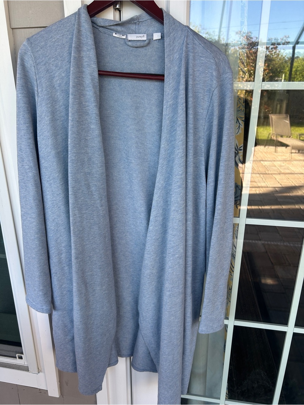 J.Jill Pure Jill Blue Heathered Open Front Long Cardigan XL